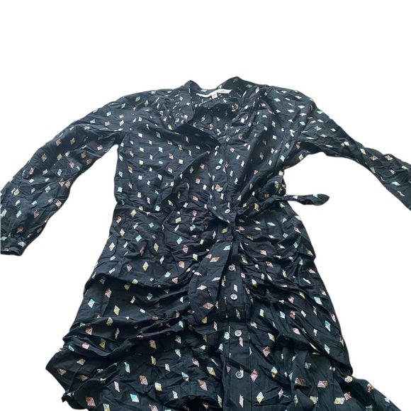 Veronica Beard Black Metallic Jacquard ALIA Ruched Ruffle mini dress - Picture 5 of 13